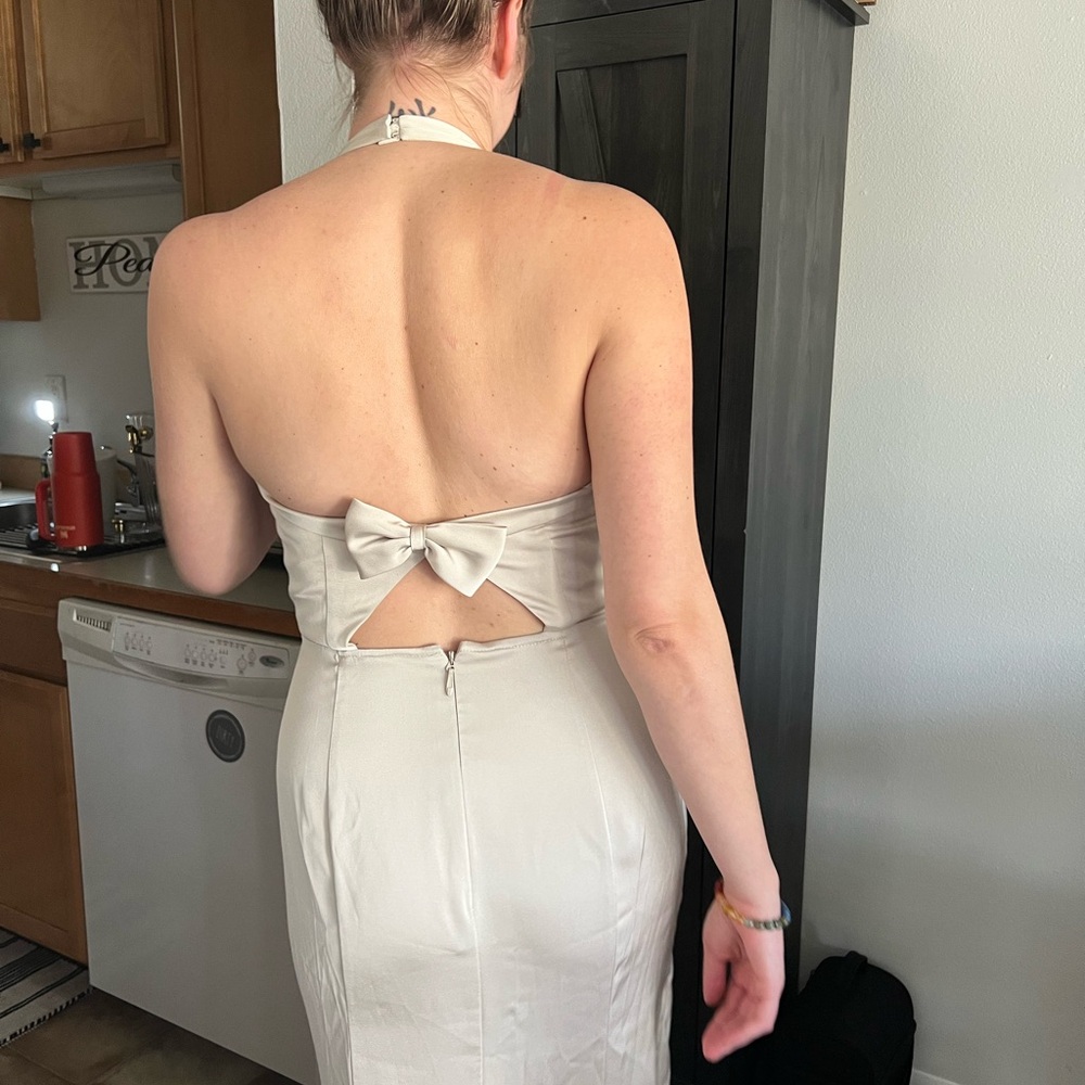 ❗️💲CLOSEOUT SALE: $5 💲❗️- Azazie Backless Halter Dress in Rust - Picture 7 of 8